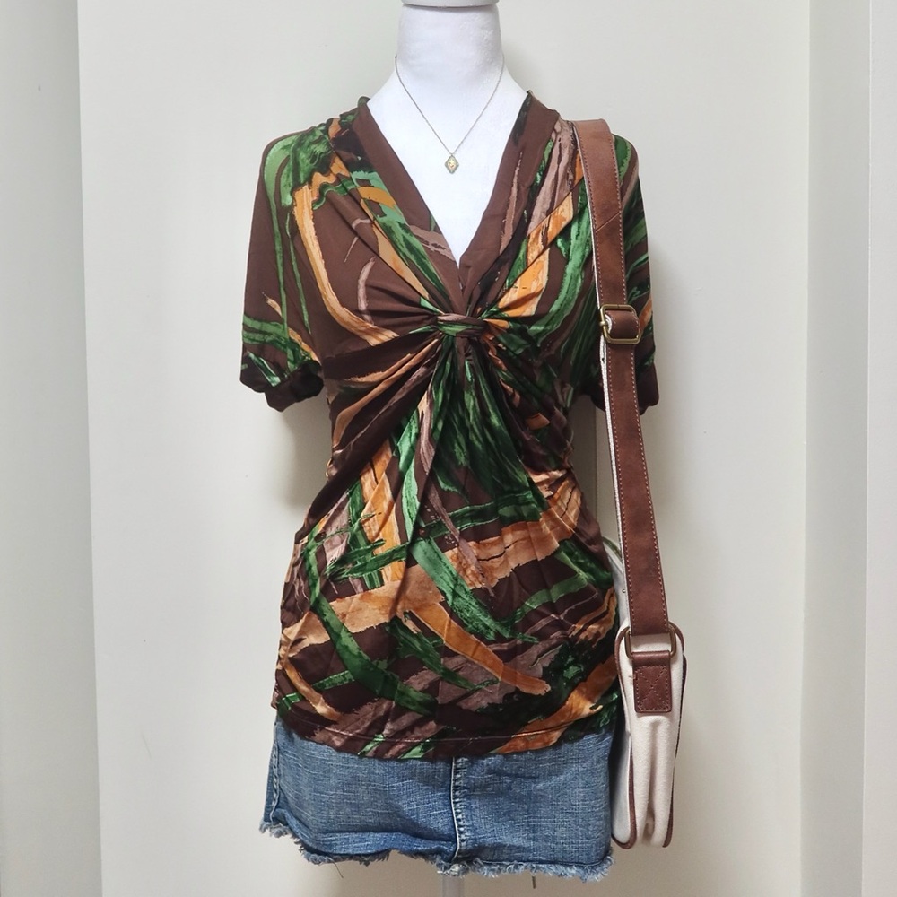 BCBG Maxazria Brown Fitted Blouse
